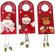 3Pcs Christmas Door Hangers Door Handle Pendants Accessories Cute Practical Holiday Doorknob Decorations for Hotel Home