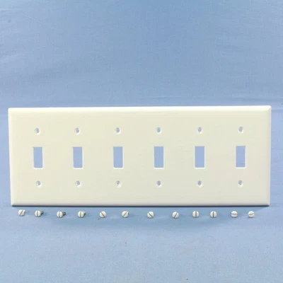 Cooper 2156W White 6-Gang Toggle Light Switch Cover Plastic Thermoset Wallplate