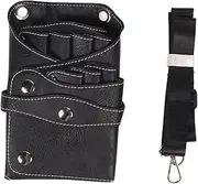 Hair Scissors Pouch Double Layer Waterproof PU Leather Hairdressing Tool Bag with Belt