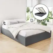 Artiss Bed Frame Double Size Gas Lift Storage Mattress Base Wooden Grey TOKI