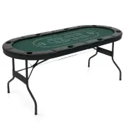 Costway1.8m Foldable Poker Table for Blackjack Texas Hold’em Casino Leisure Game-Green