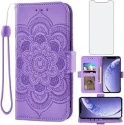 iPhone 11 6.1 Wallet Tempered Glass Screen Protector Leather Flip Case