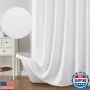 OWENIE White Shower Curtain Set, Jacquard Geometric Textured Fabric Boho Show