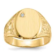 14K Yellow Gold 15.0x11.0mm Open Back VS Real Diamond Men's Signet Ring