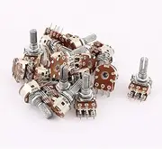 Aexit 16Pcs (Potentiometer) 6 Pins 20K Ohm Knurled Shaft Adjustable Dual Linear Potentiometers (92ry123qf714) AC 220V For AU