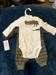 NWT Carter’s Baby Clothes Set 3 pieces 3months Looking Snappy/Crocodile