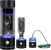 Portable Hydrogen-Rich Water Bottle with Inhaler & Bottle Adapter Hydrogen Alkaline Water Generator Ionizer with SPE/PEM Technology Make Hydrogen Content Up to 1300-1600 PPB 400 Ml