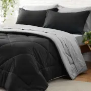 BEDELITE Queen Comforter Set 7 Pieces Bed in A Bag - Soft Queen, Black