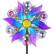 Metal Wind Spinner Outdoor, Purple Flowers Wind Sculpture Spinners with Metal...