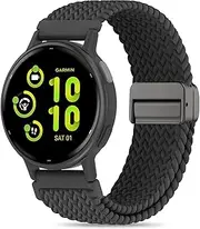 Folavii 18mm Magnetic Braided Nylon Band Compatible with Garmin Venu 3S/Venu 2S/Vivoactive 4S/Vivomove 3S/Forerunner 255S/Forerunner 265S, Quick Release Stretchy Strap for Women Men