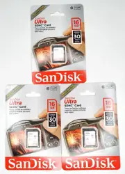 NEW Lot Of 3x SanDisk Ultra 16GB SDHC I 30MB/s Class 10 Memory Cards