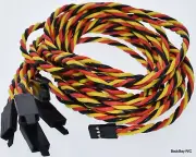 (5) 75CM (~2.5ft) Twisted 20awg Servo Extension Leads JR / Hitec w/ Safety Clips