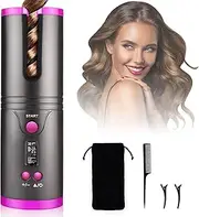 Automatic Curling Iron, Cordless Auto Hair Curler, Nityrliv Wireless Auto Curler Silky Curls Fast Heating Portable Auto Curler with Timer Setting and 6 Temperature Adjustable (Gray)
