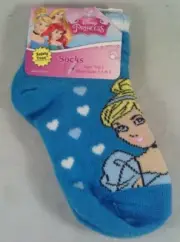 NWT Planet Sox Cinderella kids socks size 5-6.5, shoe size 5.5-8.5 Blue w/hearts