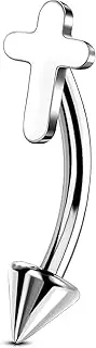 [OUFER] G23 Titanium Curved Barbell 16G Vertical Eyebrow Bar Rook Daith Helix Piercing Jewellery Earring 8 mm Bar Labret Bottom Lip Orbital Arrows Conch Ring Tragus Eyebrow for Women Men