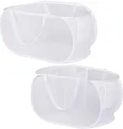 WD&CD 2 PCS Pop-Up Laundry Hampers Foldable Mesh Washing Basket Collapsible Dirty Clothes Hamper Toy Tidy Storage Organizer Horizontal, White
