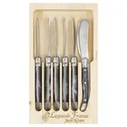 Laguiole Jean Neron 6pc. Butter/Pate Knife Set - Black Horn