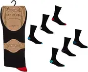 [undercover lingerie] Mens Natural Soft Bamboo Comfort Fit Breathable Non Elastic Loose Top Socks 6 or 12 Pairs, 6 Pairs - Contrast Heel/Toe, 6-11 (EUR 39-46)