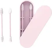 zolyet Silicone s Stick Reusable Portable and Cleanable Ear Q-tip Rough Friction s for Ear Cleaning Makeup 2Pcs Pink