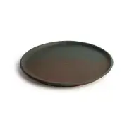 6x Small Rim Round Plate Brown w/ Green Verdigris Olympia Canvas Plate Dish Set