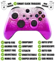 Pink Ice Flakes Silent Modz Smart Click Triggers Modded Controller for Xbox & PC