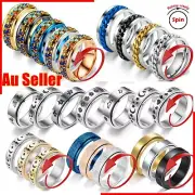 Anti-anxiety Spinner Fidget Rotating Rings Men Women Band Stainless Steel Moon