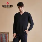 【JOHN HENRY】特級美麗諾羊毛V領毛衣-黑