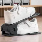 Stackable Shoe Organizer Rack Adjustable Double Layer Tray with Anti-slip Design