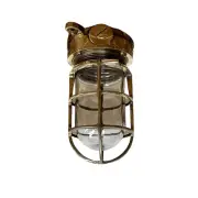 Russell & Stoll Clear Globe Brass Engine Room Ceiling Light - USA MADE