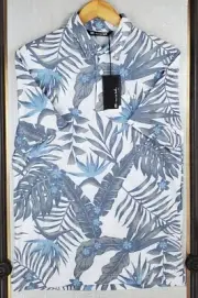 NEW $95 TRAVIS MATHEW Size Small Polo Shirt Hawaiian Birds of Paradise Golf Mens