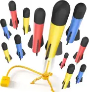 Rocket Launcher for Kids, 12 Foam Rockets and Launcher Pad, Launch up to 100+Ft,