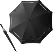 Extra Large Golf Umbrella, Automatic Open Double Canopy Vented Windproof Stick Umbrellas Rain Umbrella with Reflective Strips,Black