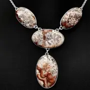 Natural Rosetta Picture Jasper 925 Sterling Silver Necklace Jewelry N-1013