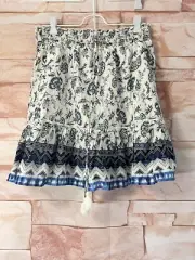 BEACH LUNCH LOUNGE Womens sz S Multi Printed Drawstring Peasant Skirt NWT