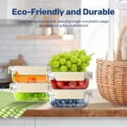Set of 4 630ML Glass Storage Containers with Lids Lunch Boxes for Lunch Pantry