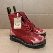 Dr Martens 1460 Flame Fire Glitter Pascal Boots - Women’s US Size 6 “Brand New”