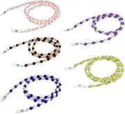 [DEARMAMY] 5pcs Vintage Beaded Eyeglass Chains Sunglasses Retainer Neck Strap Cord Purple Blue Green Pink Stylish Eyewear Accessories for