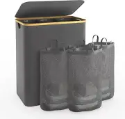 Hampers for Laundry Basket with Lid, 160L Extra Large 3 Section Clothes Divid...