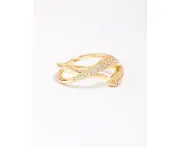Gold Plated Pave Interlaced Ring