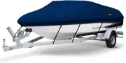Heavy Duty 600D Marine Grade Polyester Canvas Trailerable Waterproof Boat Cover,