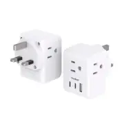 2 Pack US to UK Ireland Travel Plug Adapter, Type G Power Plug Adapter with 3...