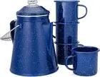 Classic Camping Coffee Pot & Enamel Mug Set Percolator Coffee Pot Enamel Coffee
