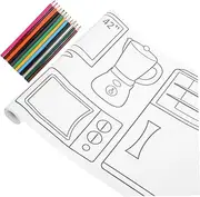 PHENOFICE 1 Set Drawing Roll Paper Coloring Poster Adhesive Graffiti Art Roll for Home and School Creative Activities Safe Paper for Sketching and Crafting