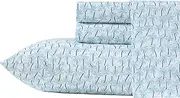[Tommy Bahama] King Sheet Set, Super Soft Cotton Percale Bedding with Matching Shams, Tropical Bedding Set, Oeko-Tex Certified (Palmtastic Blue, King)