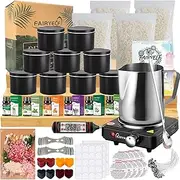 [FAIRYELF] Candle Making Kit with Wax Melter, Complete Candle Making Supplies, Soy Candle Wax Kit for Kids, Beginners, Adults, Including Electronic Stove, Soy Wax, Melting Pot, Rich Scents and Dyes