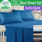 UltraSoft Sheet Set 2000TC Flat Fitted Sheet Pillowcase Double Queen King Single