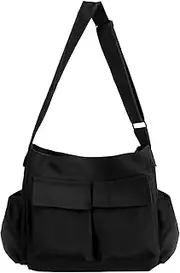 [JKJG] Vintage Canvas Messenger Bag with Multi Pockets for Unisex, Large Crossbody Tote for Work & Uni, Casual Hobo Shoulder Bag to Travel & Beach