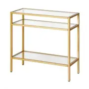 Meyer Cross Side Table 24" H X 24" W, Metal Frame Rectangle Glass Top Material