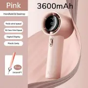 Pb JISULIFE Portable Hand Fan, 100 Wind Speeds, Mini Bladeless Handheld Fan, USB Rechargeable Personal 3600mAh Pink