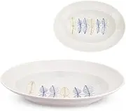 J-Kitchens 371627 Oval Deep Sashimi Plate, L, Leaf Pattern, Blue, Hasami Yaki, Made in Japan, 10.2 x 7.5 x 2.4 inches (26 x 19 x 6 cm)